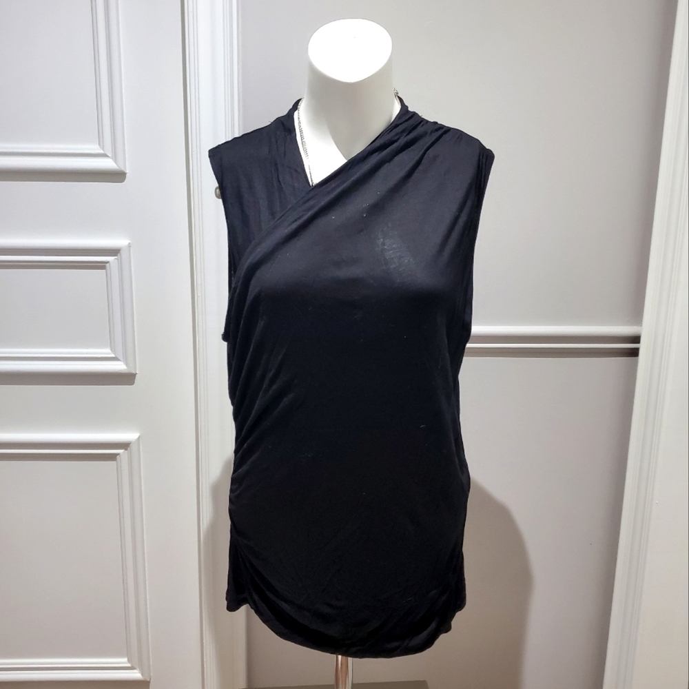 H&M Elegant Black Wrap Surplice Asymmetric top (Belt Not Included)